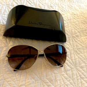 Salvatore Ferragamo gold rim sunglasses